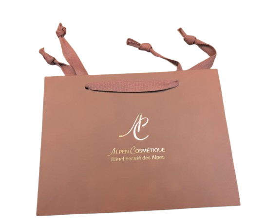 Sac cadeau luxe terracotta Alpen Cosmétique avec anse tissée